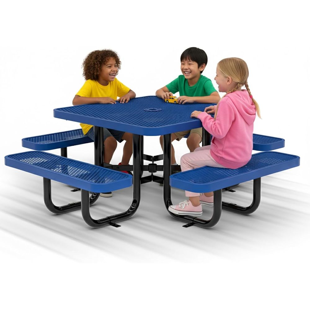 Kids Outdoor Picnic Table - Blue 38 Square Picnic Table with