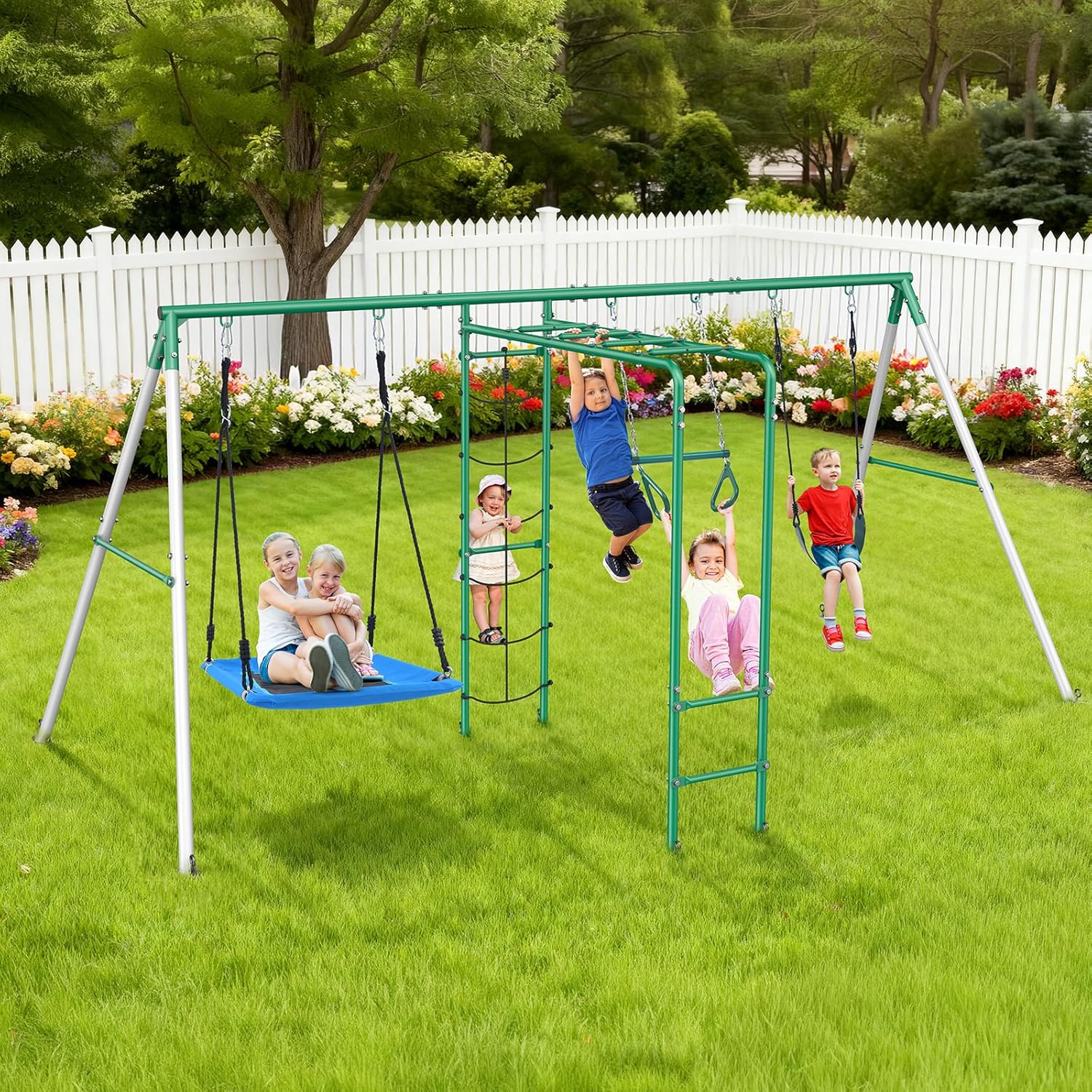 Kids Outdoor Monkey Bar Set - Backyard Swing Set Outdoor Kids Monkey