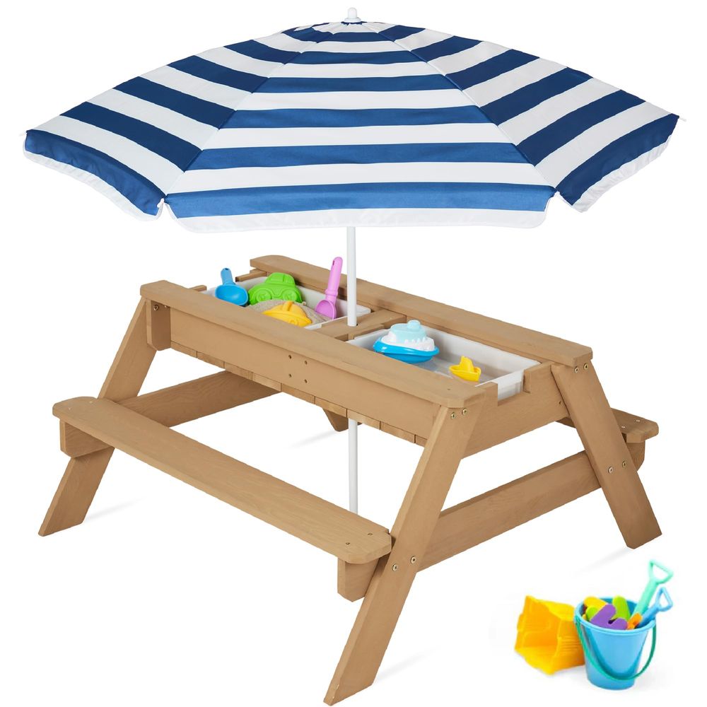 Kids Outdoor Picnic Table - Kids Picnic Table with Umbrella, 3in1