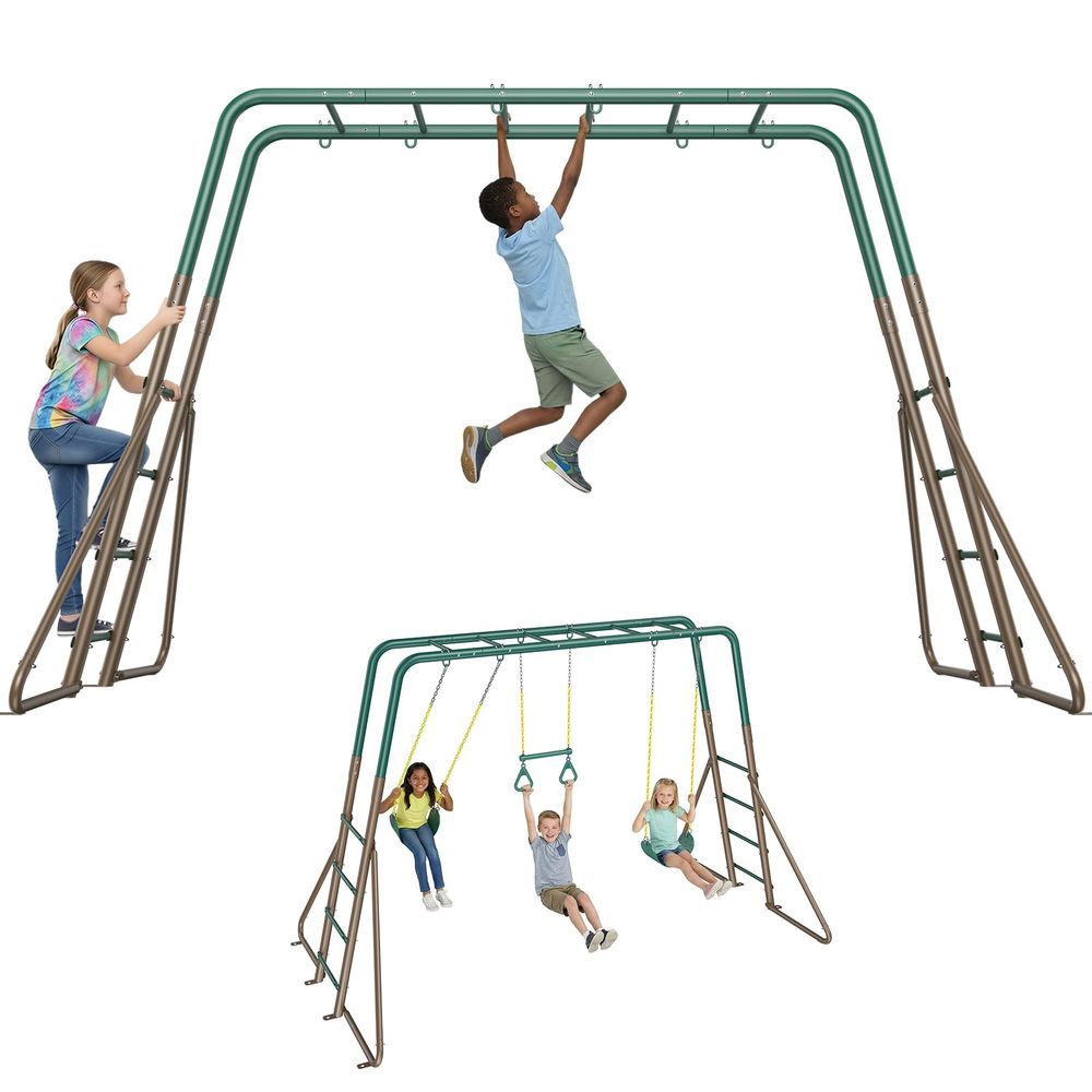 Kids Outdoor Monkey Bar Set - Swing Sets for Backyard with Monkey