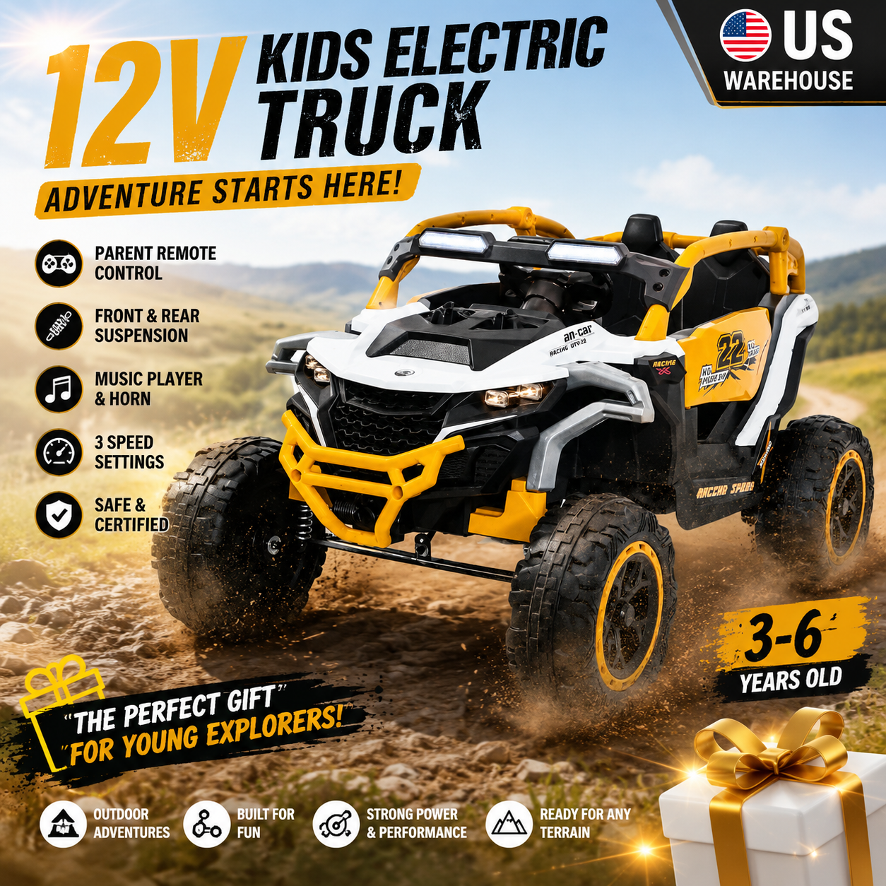Ride On Toy Car - 12V Kids Electric Truck Ride on
