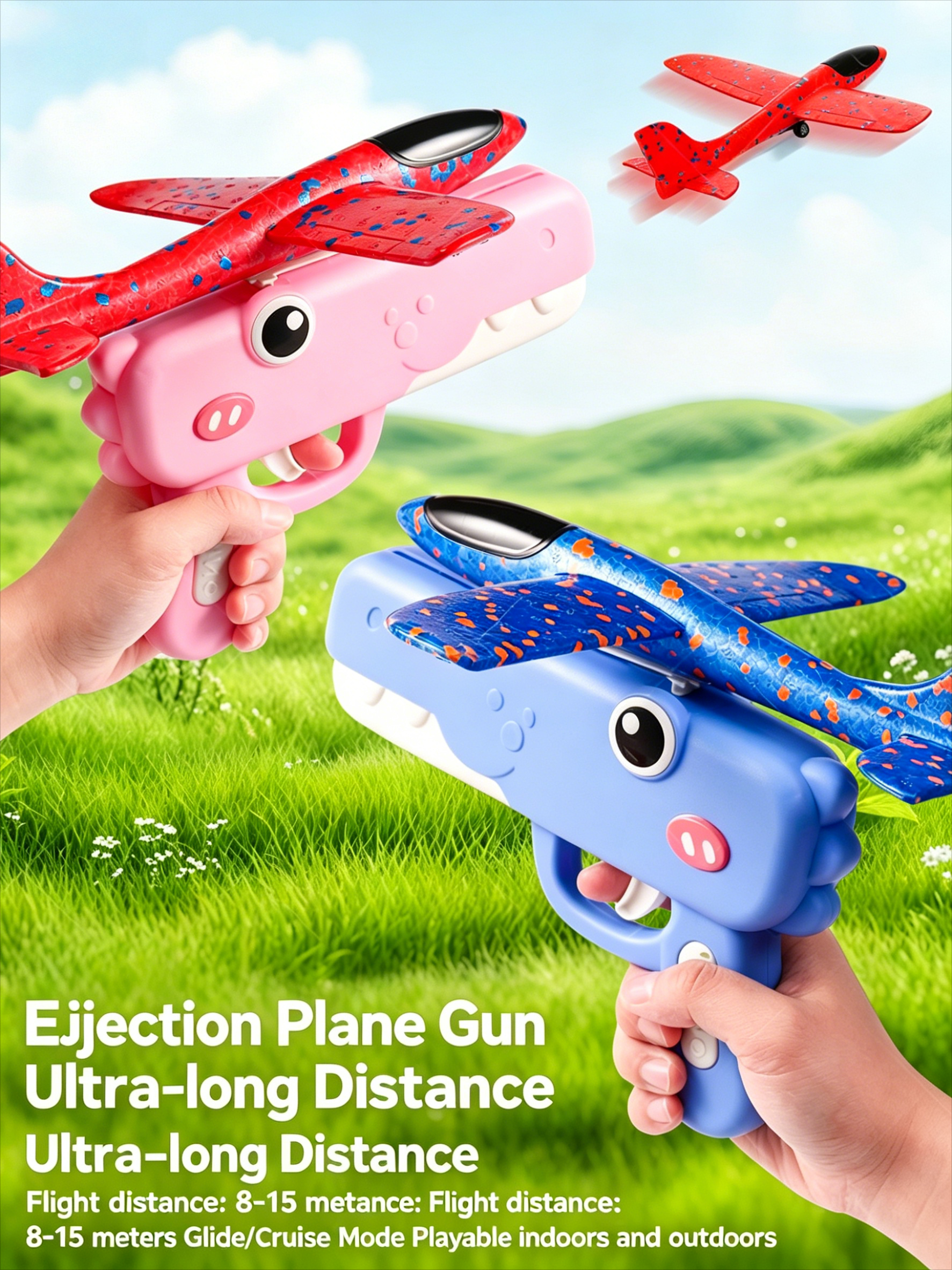 Kids Outdoor Games For Party - Foam Airplane Launcher Catapult Plane Toy
