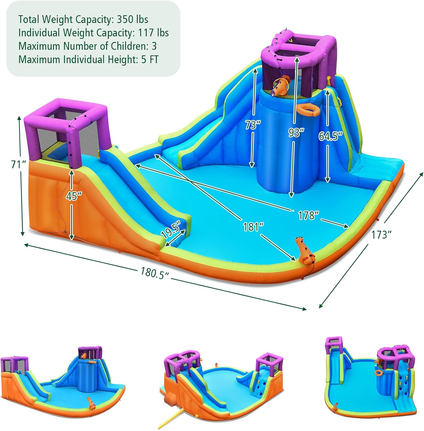 Inflatable Water Slide Park 75 - Kids Outdoor Water Park 评论和价格