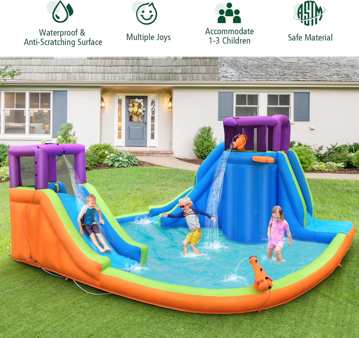Inflatable Water Slide Park 75 - Kids Outdoor Water Park 评论和价格