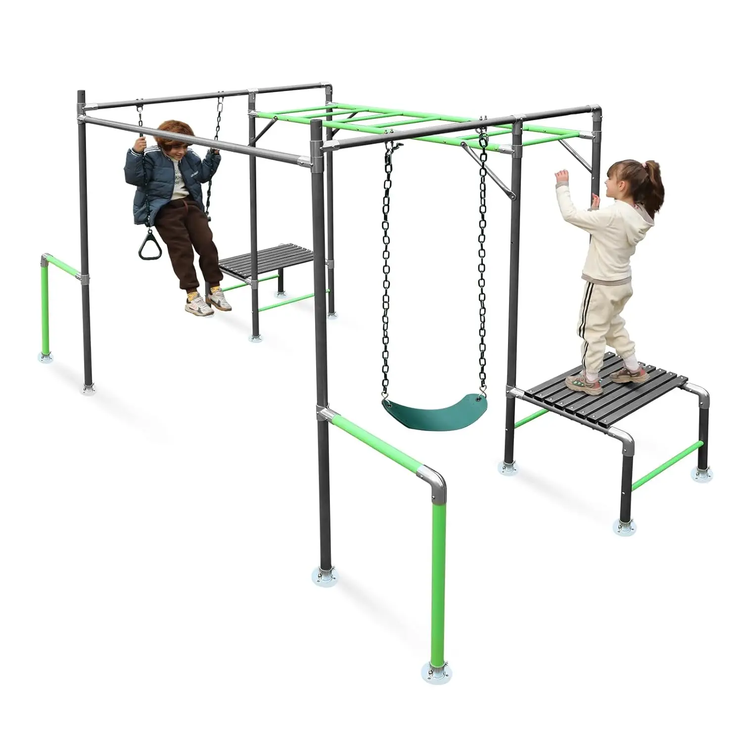 Outdoor Jungle Gym with Monkey - Kids Outdoor Monkey Bar Set 评论和价格