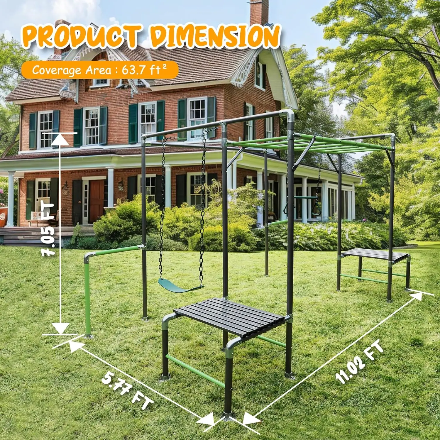 Outdoor Jungle Gym with Monkey - Kids Outdoor Monkey Bar Set 评论和价格