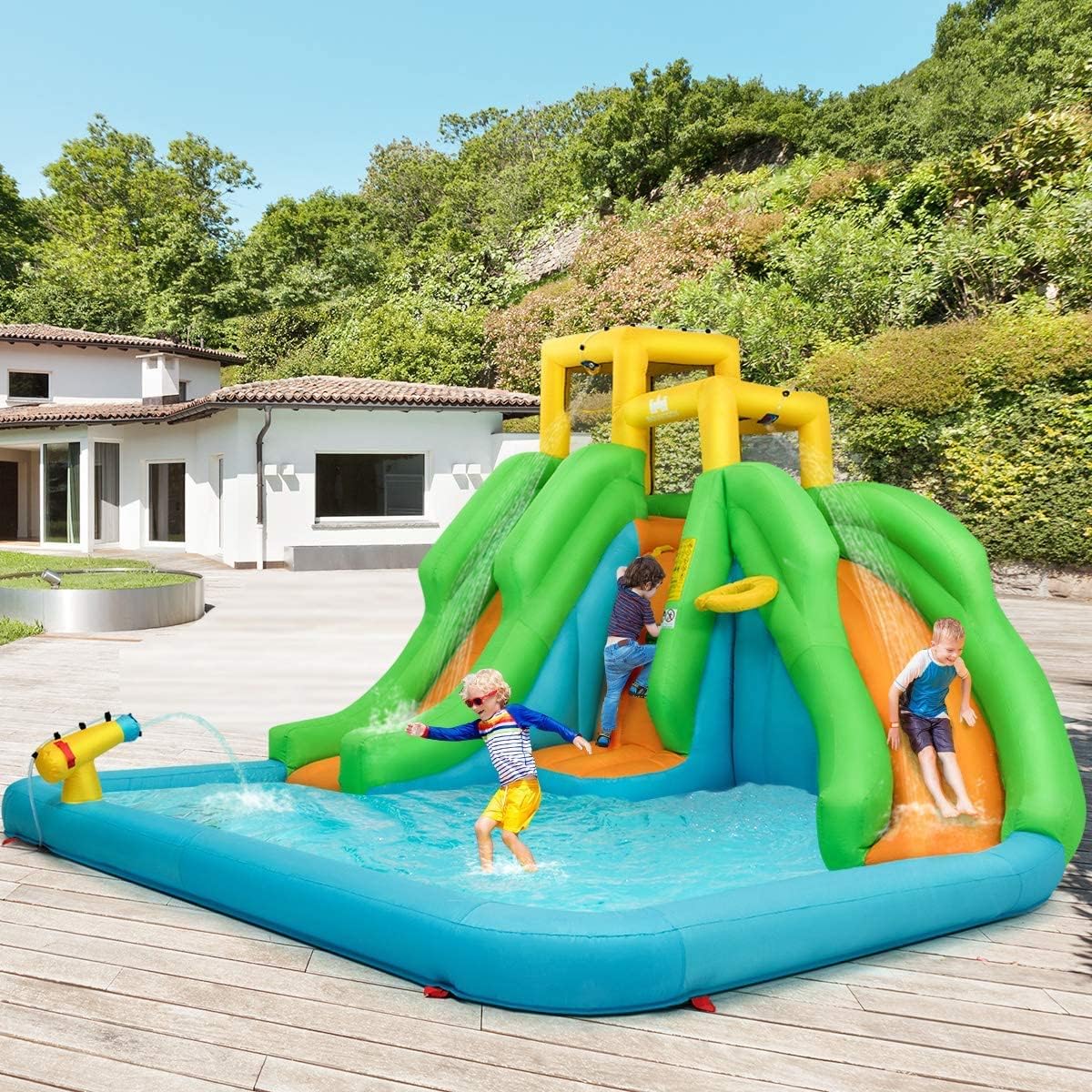 Inflatable Water Slide, 6 in 1 - Kids Outdoor Water Park 评论和价格