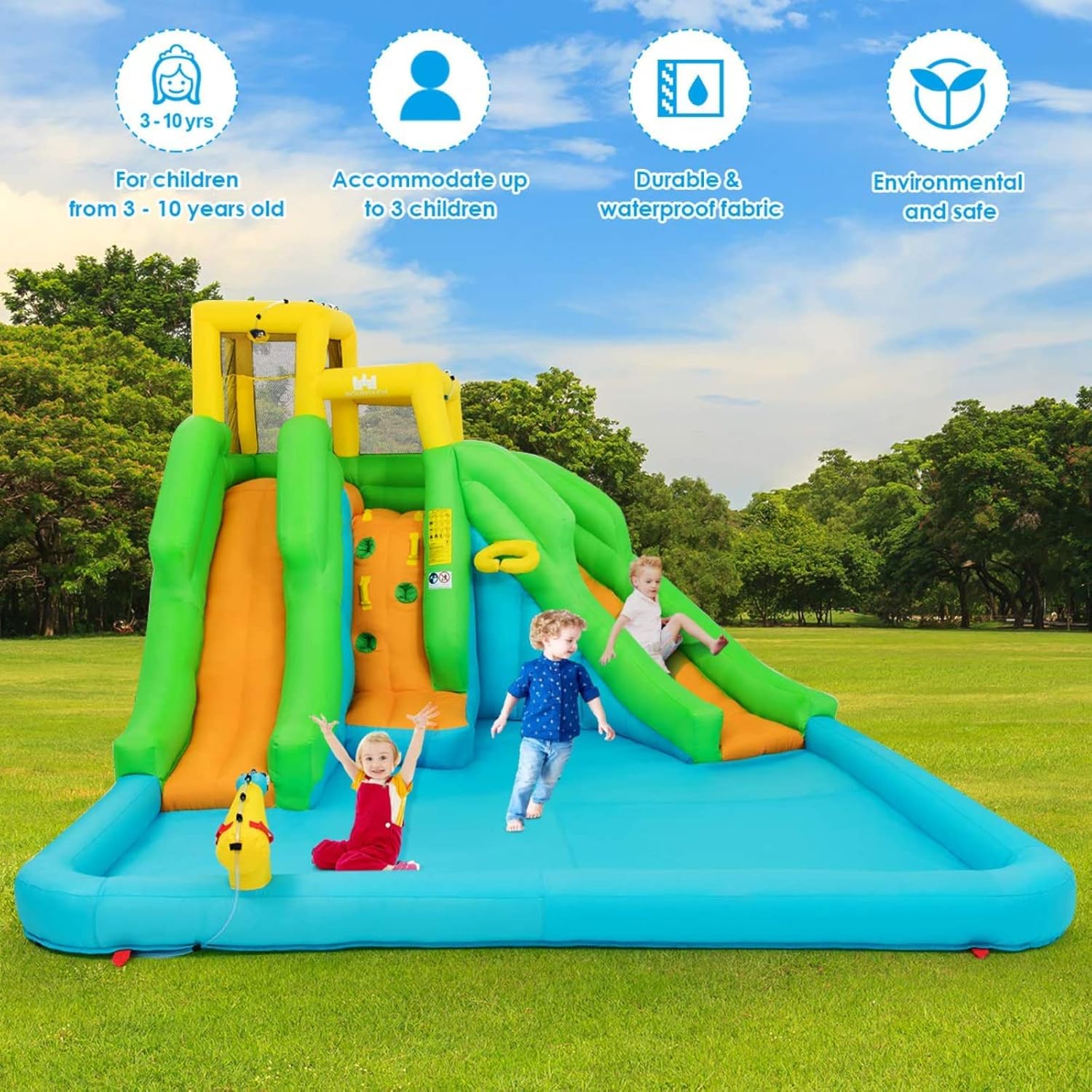 Inflatable Water Slide, 6 in 1 - Kids Outdoor Water Park 评论和价格