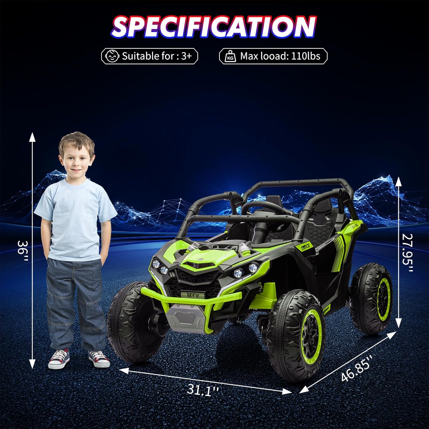 24V 2-Seater Ride-on UTV Kids  - Ride On Toy Car 评论和价格