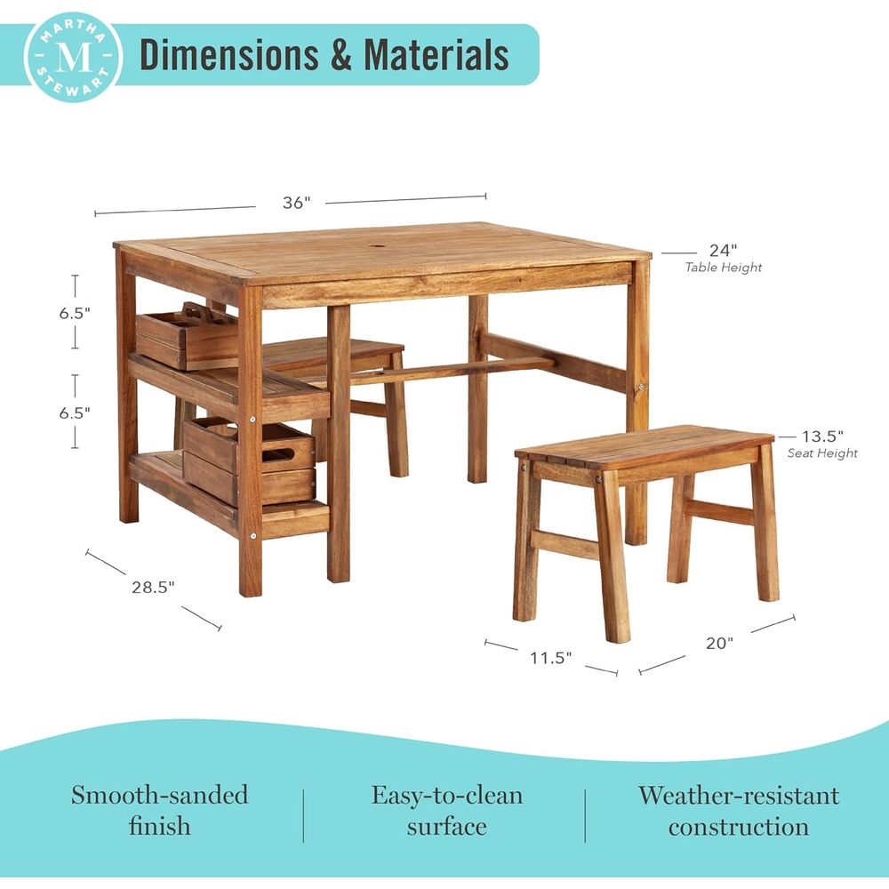 Kids Outdoor Crat Table and 2  - Kids Outdoor Picnic Table 评论和价格