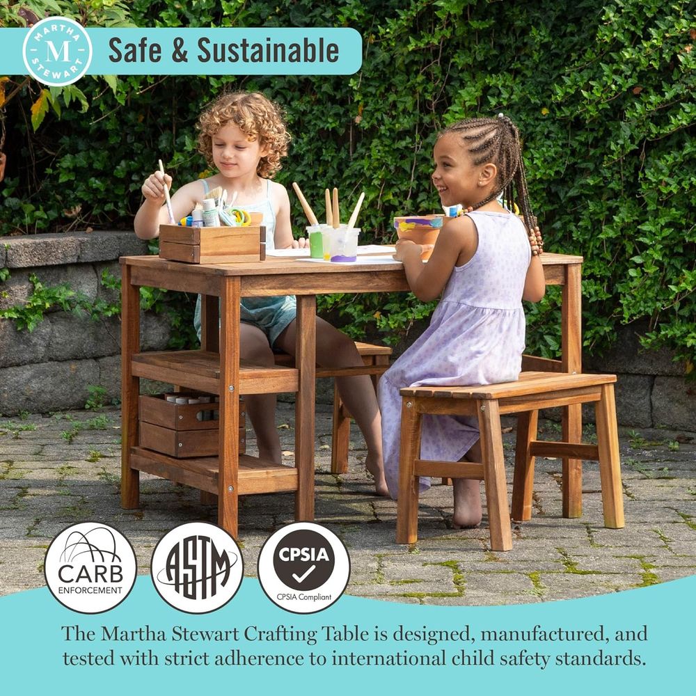 Kids Outdoor Crat Table and 2  - Kids Outdoor Picnic Table 评论和价格