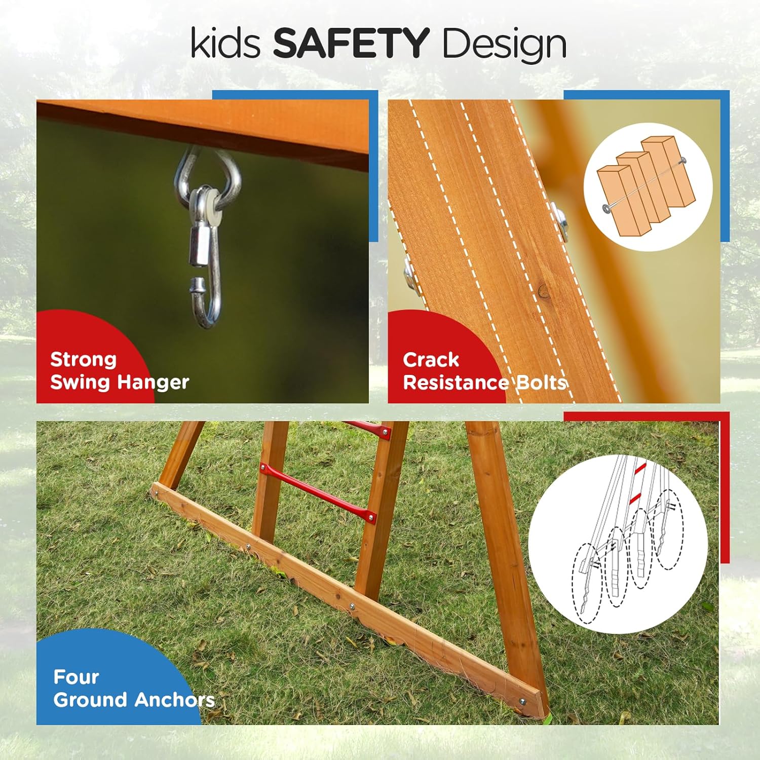 Dolphin Playground Wood Swing  - Kids Outdoor Monkey Bar Set 评论和价格