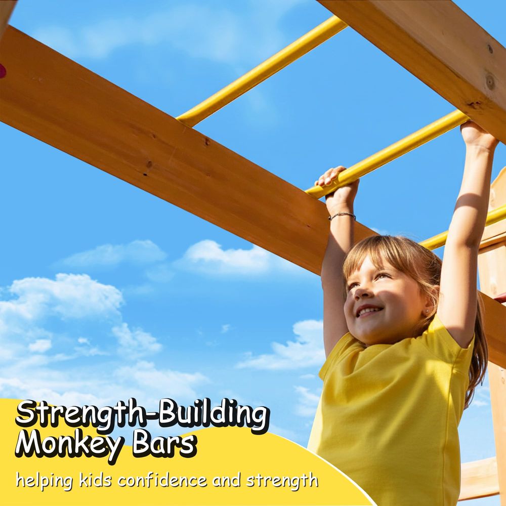 Wooden Swing Sets for Backyard - Kids Outdoor Monkey Bar Set 评论和价格