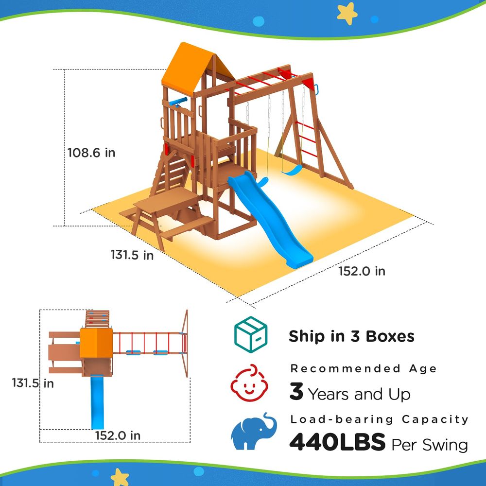 Playground Wooden Swing Sets f - Kids Outdoor Monkey Bar Set 评论和价格