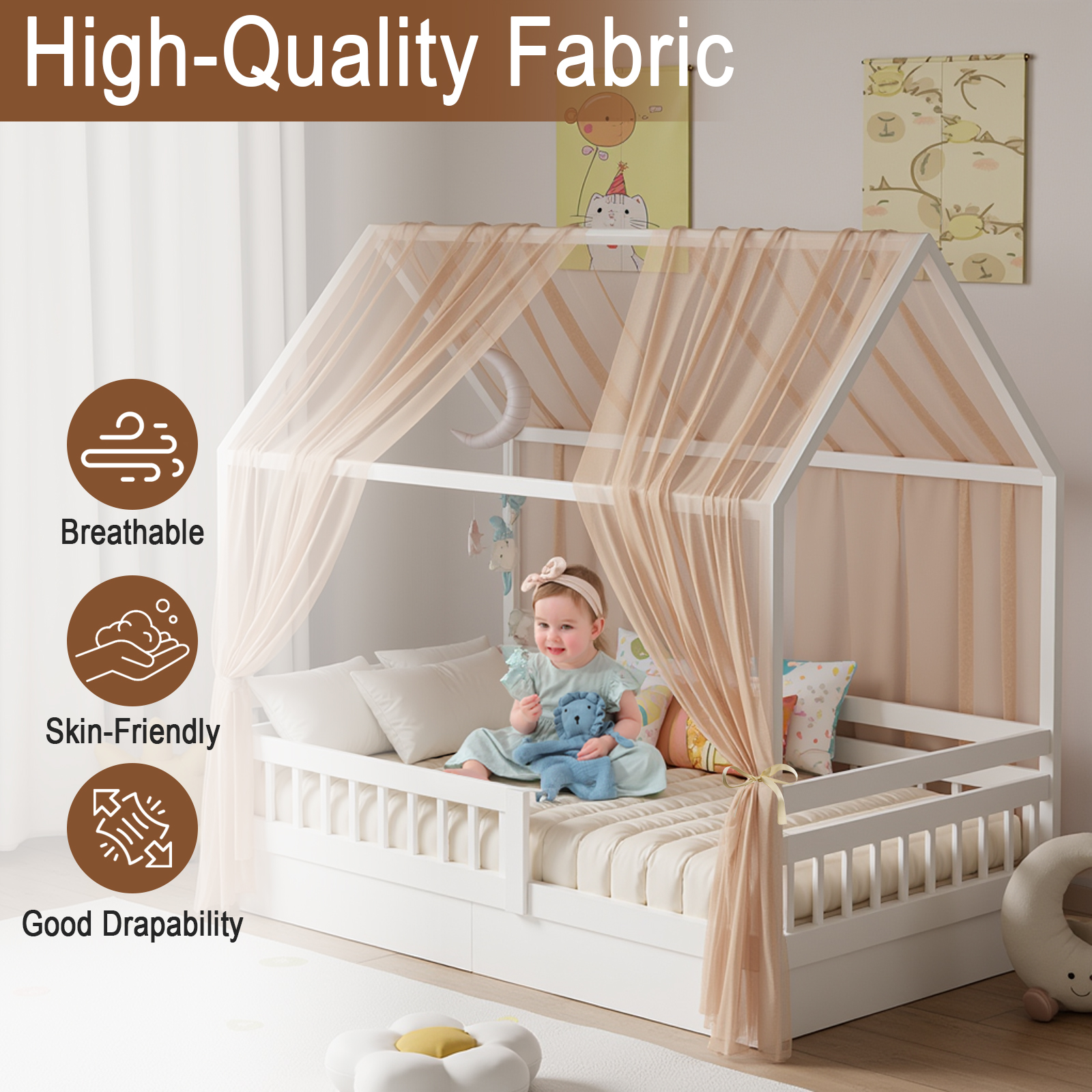 Bunk Bed Canopy 1/2-Piece Musl - Kids Outdoor Daybed 评论和价格