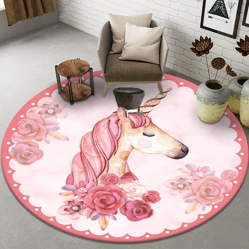 Cartoon Unicorn Round Rug Love - Kids Unicorn Outdoor Chair 评论和价格
