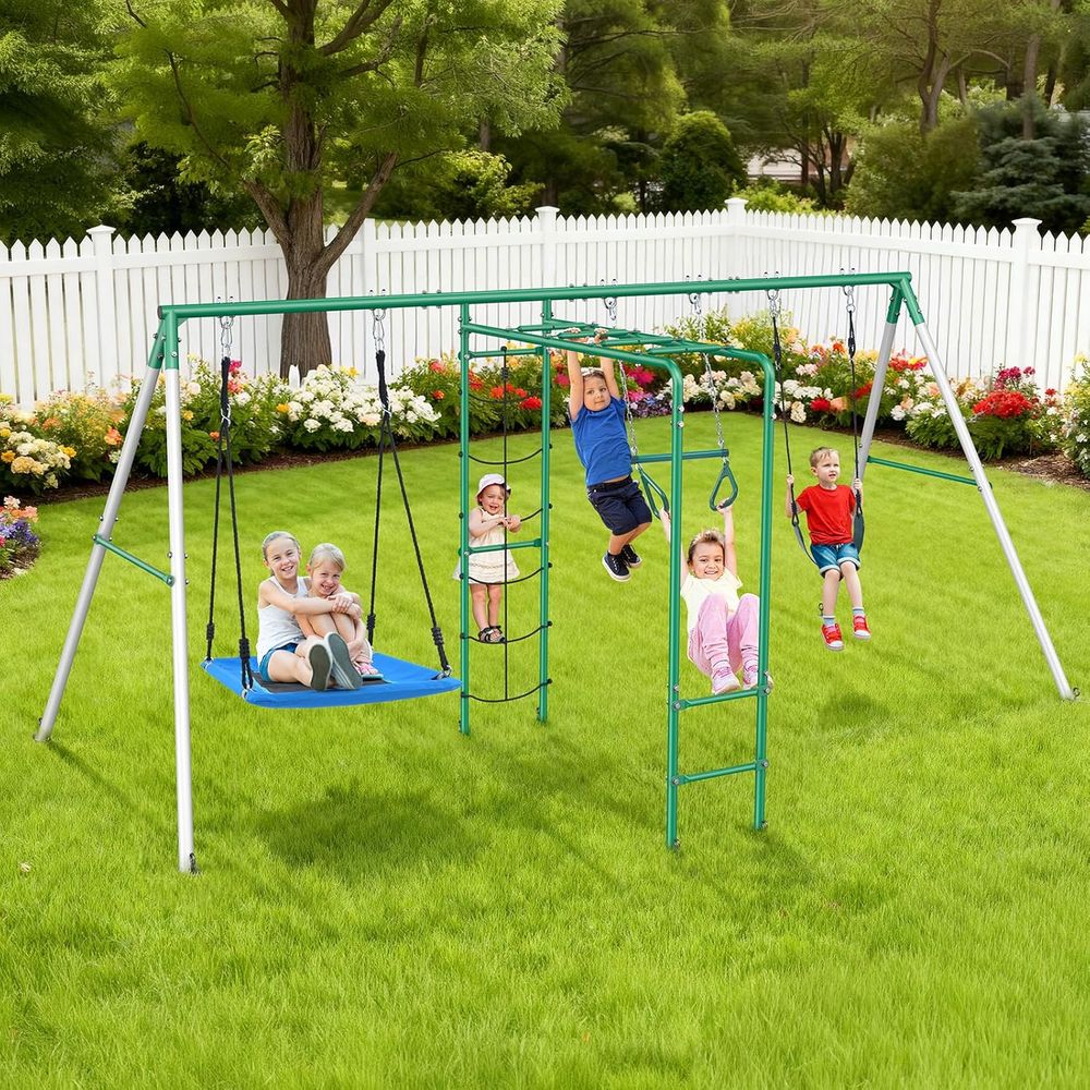 Swing Sets or Backyard with Mo - Kids Outdoor Monkey Bar Set 评论和价格