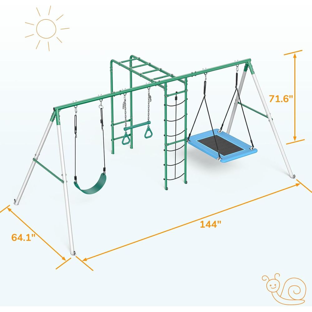 Swing Sets or Backyard with Mo - Kids Outdoor Monkey Bar Set 评论和价格