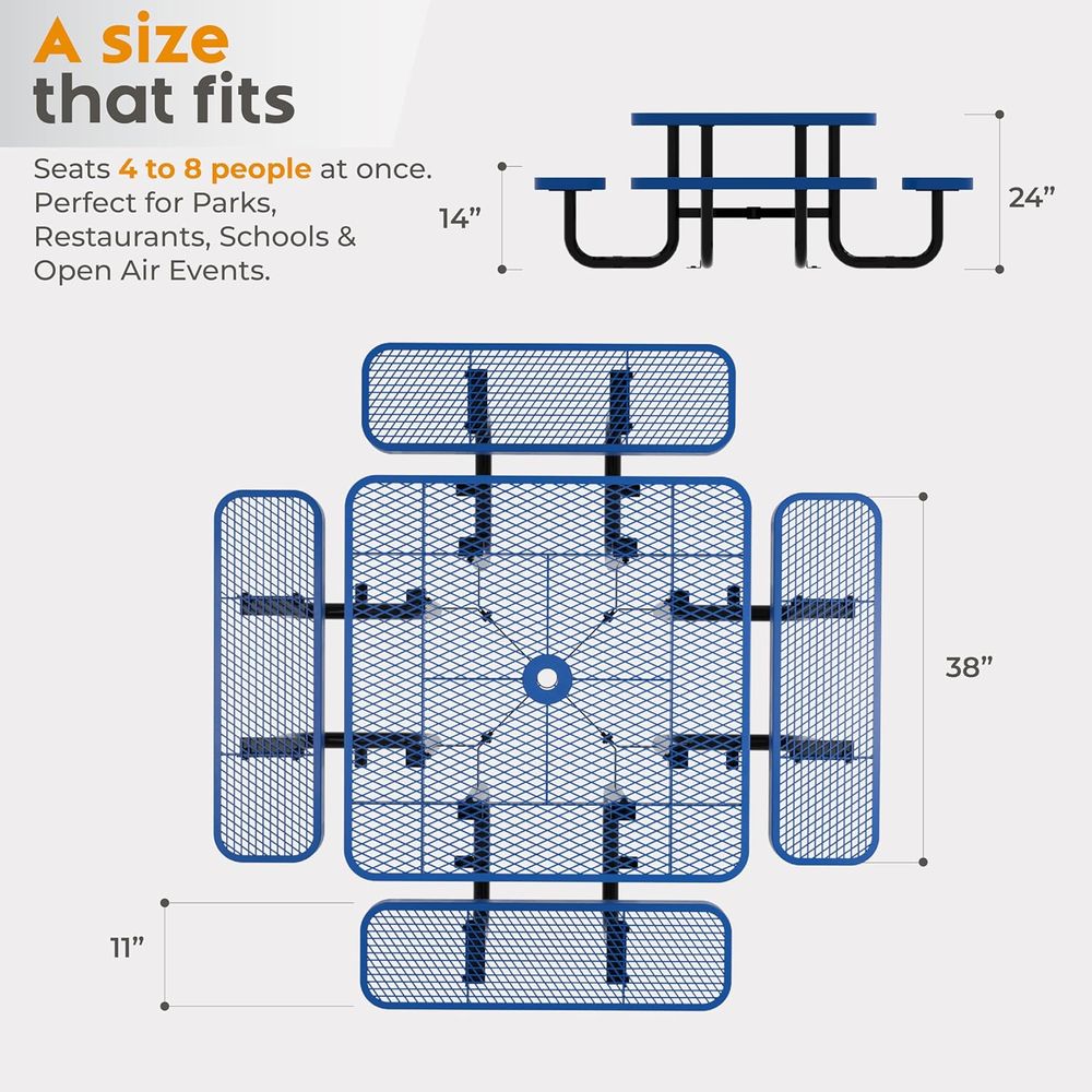 Blue 38 Square Picnic Table wi - Kids Outdoor Picnic Table 评论和价格
