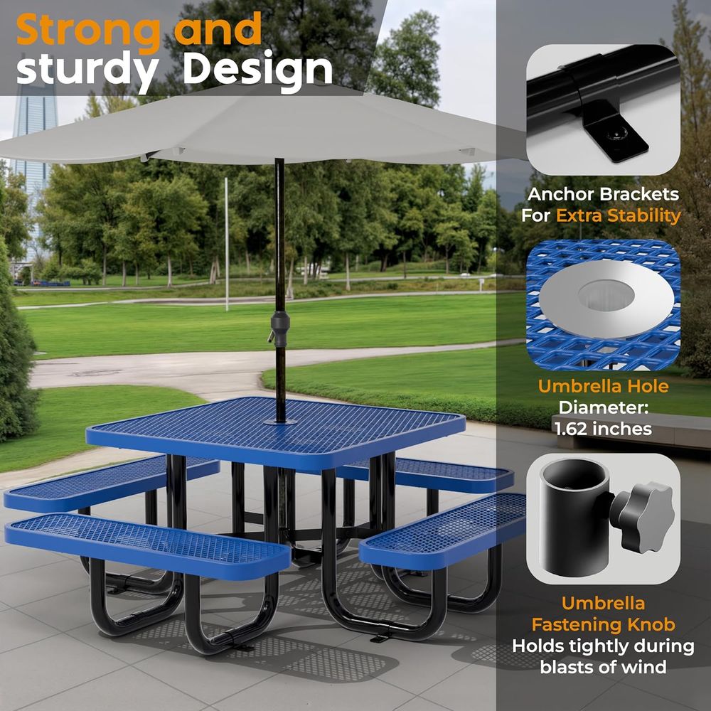 Blue 38 Square Picnic Table wi - Kids Outdoor Picnic Table 评论和价格