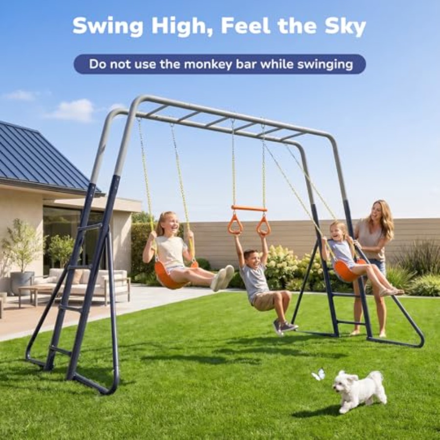 Backyard swing sets with monke - Kids Outdoor Monkey Bar Set 评论和价格