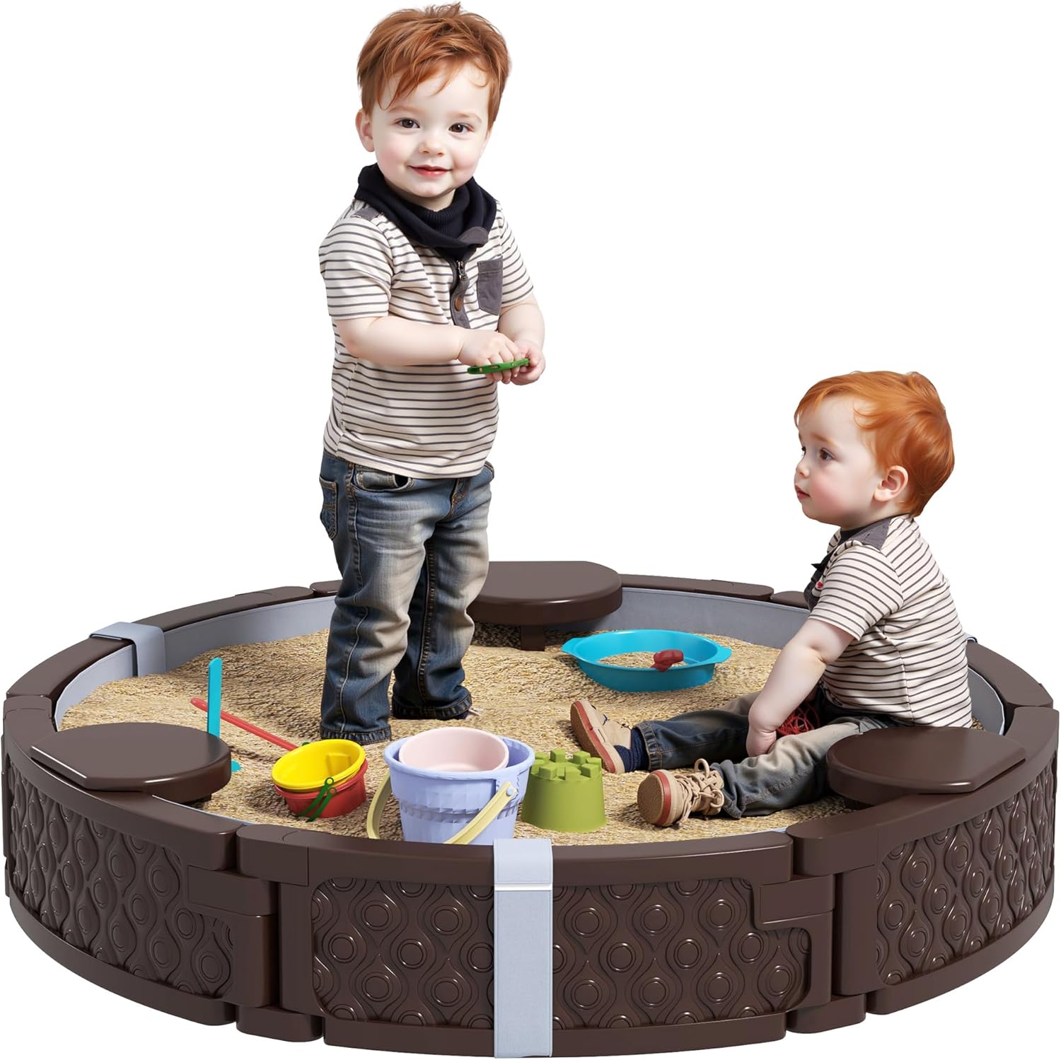 Kids Sandbox with Cover, Round - Kids Outdoor Picnic Table 评论和价格