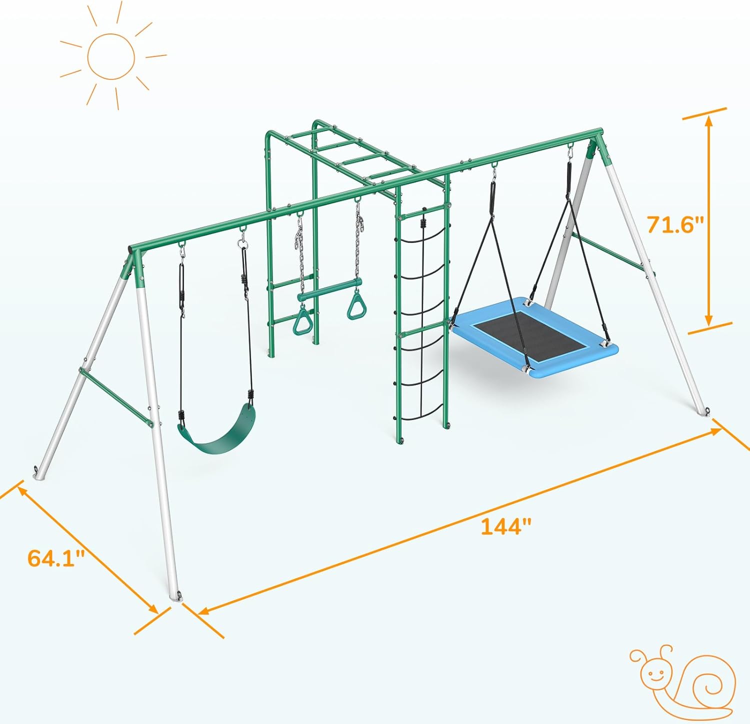 Backyard Swing Set Outdoor Kid - Kids Outdoor Monkey Bar Set 评论和价格