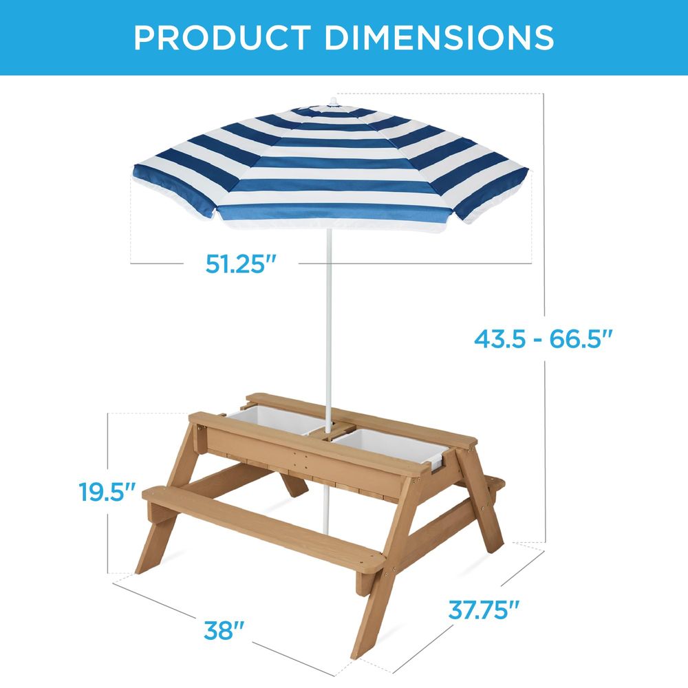 Kids Picnic Table with Umbrell - Kids Outdoor Picnic Table 评论和价格