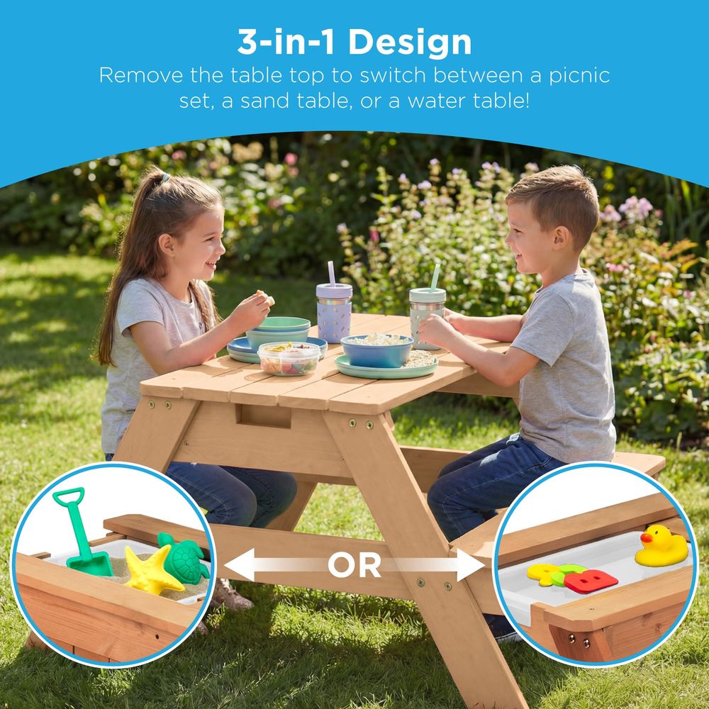 Kids Picnic Table with Umbrell - Kids Outdoor Picnic Table 评论和价格