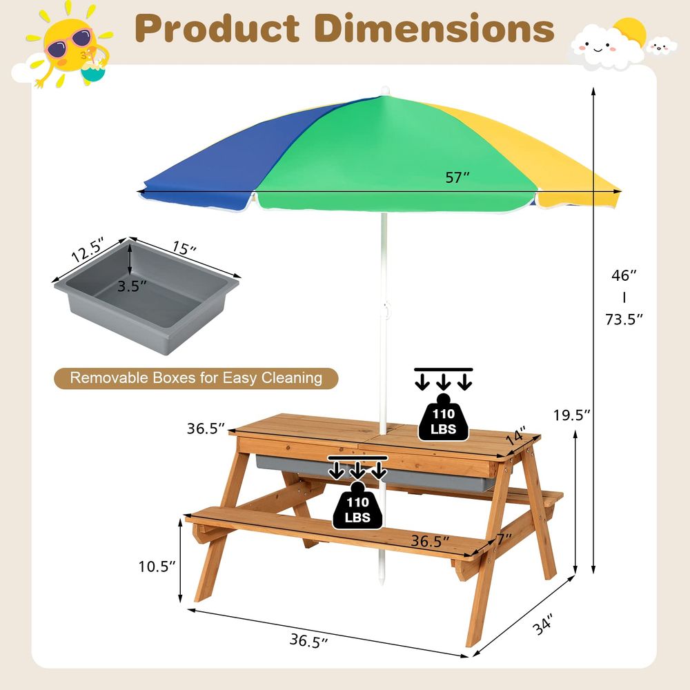 Kids Picnic Table, 4 in 1 Ceda - Kids Outdoor Picnic Table 评论和价格