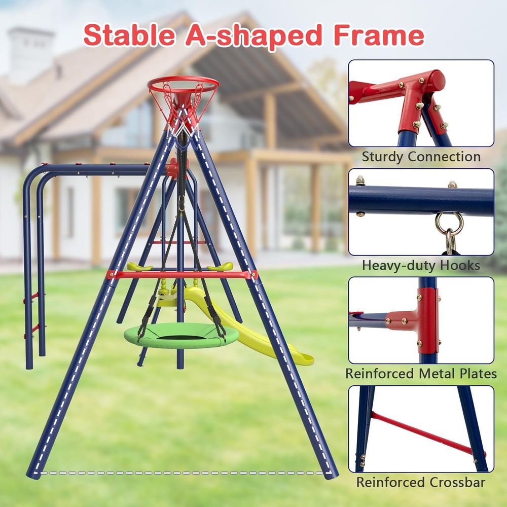 Swing Sets or Backyard, 7 in 1 - Kids Outdoor Monkey Bar Set 评论和价格