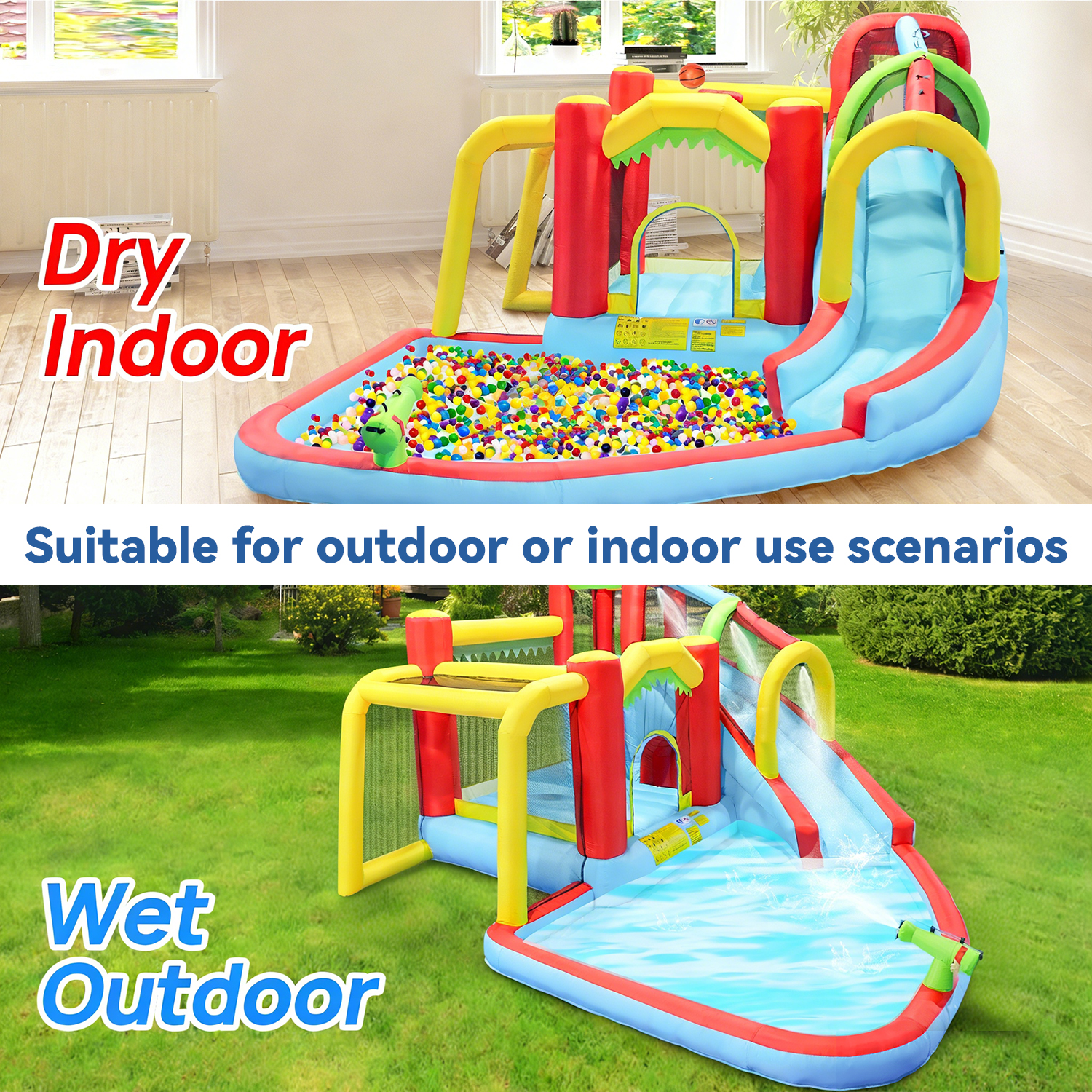7in1 Inflatable Water Slide Pa - Kids Outdoor Water Park 评论和价格