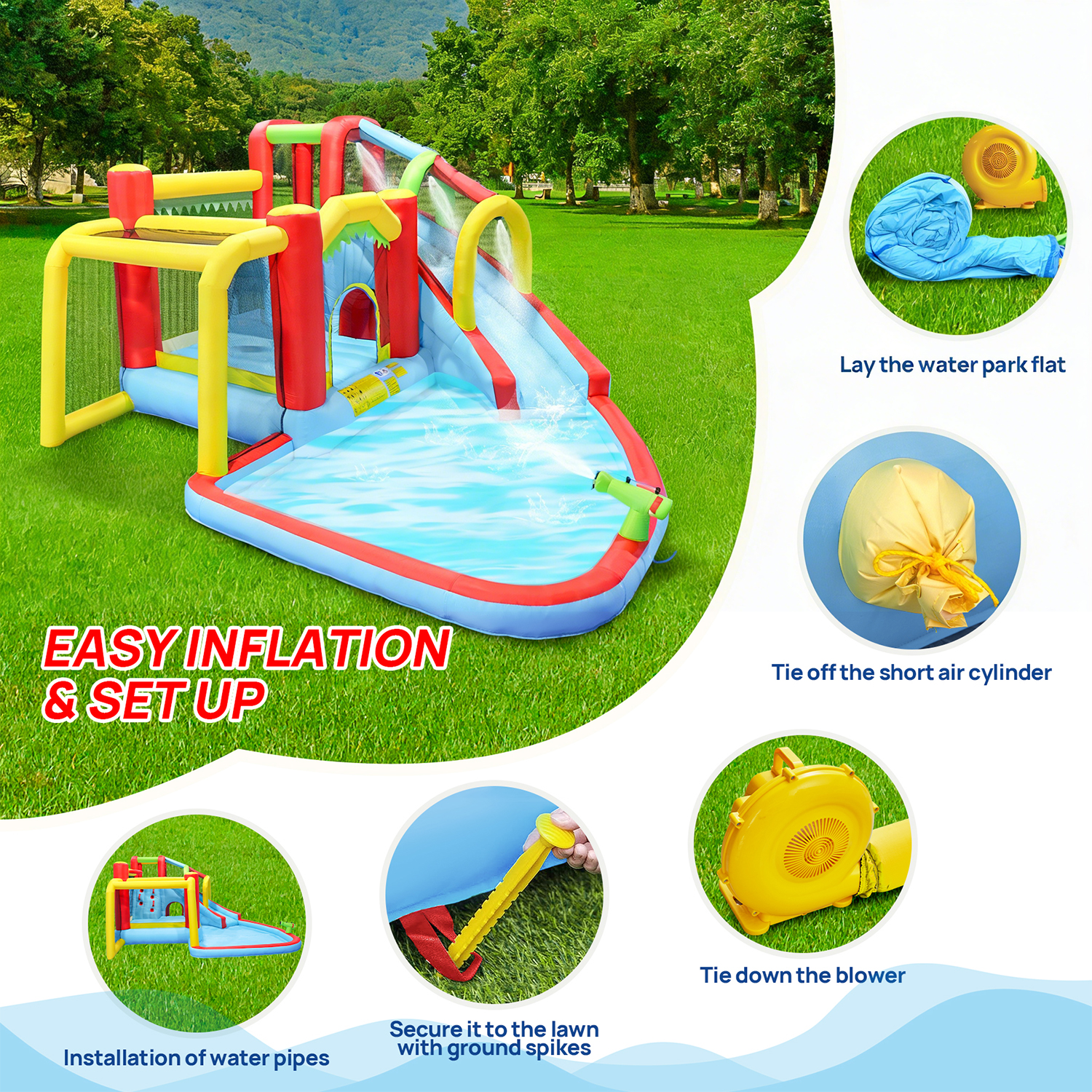 7in1 Inflatable Water Slide Pa - Kids Outdoor Water Park 评论和价格