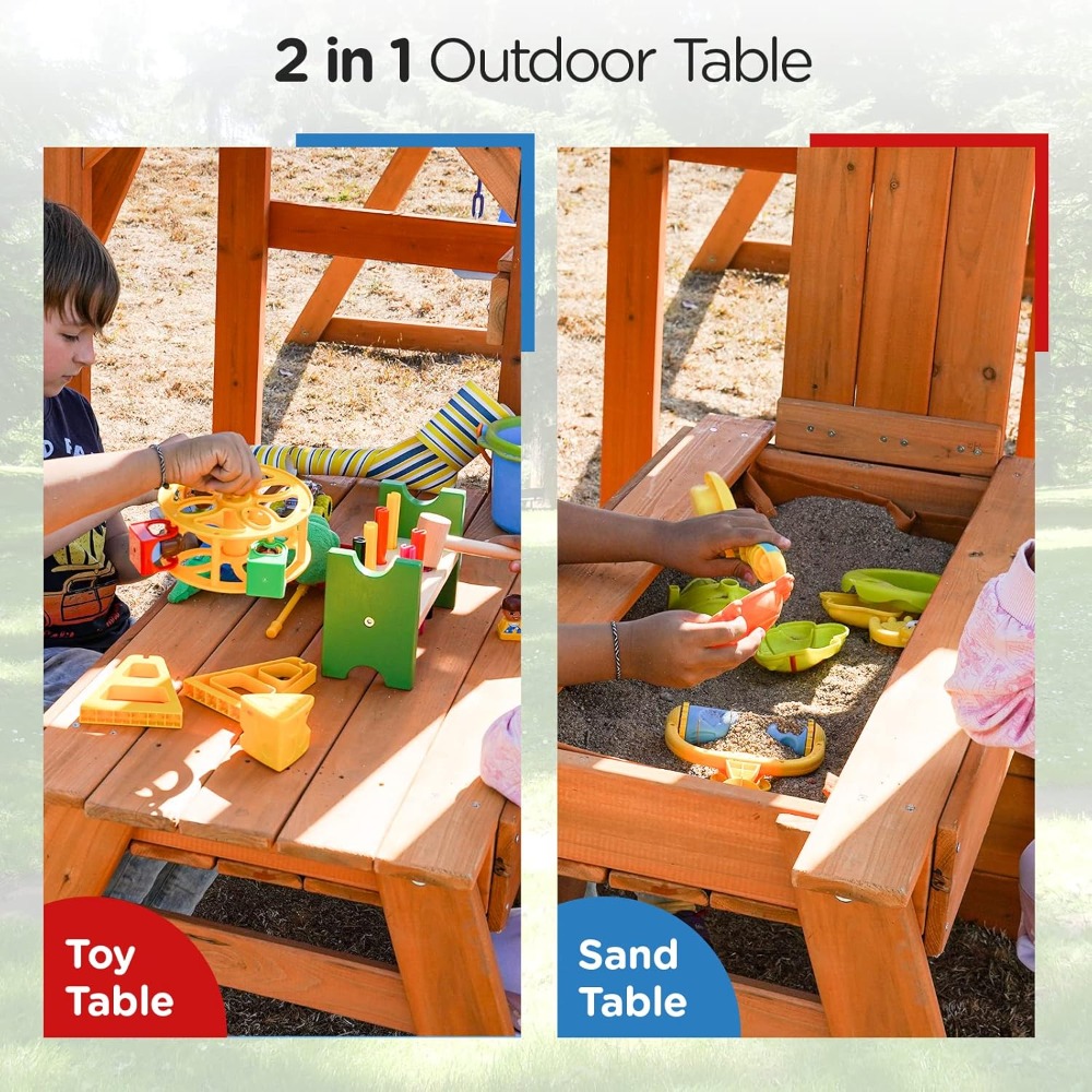 Wooden Swing Sets for Backyard - Kids Outdoor Monkey Bar Set 评论和价格