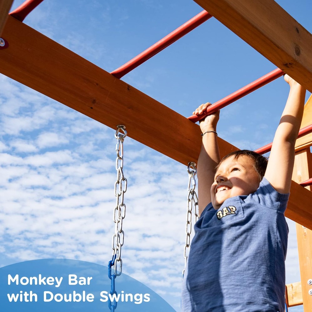 Wooden Swing Sets for Backyard - Kids Outdoor Monkey Bar Set 评论和价格