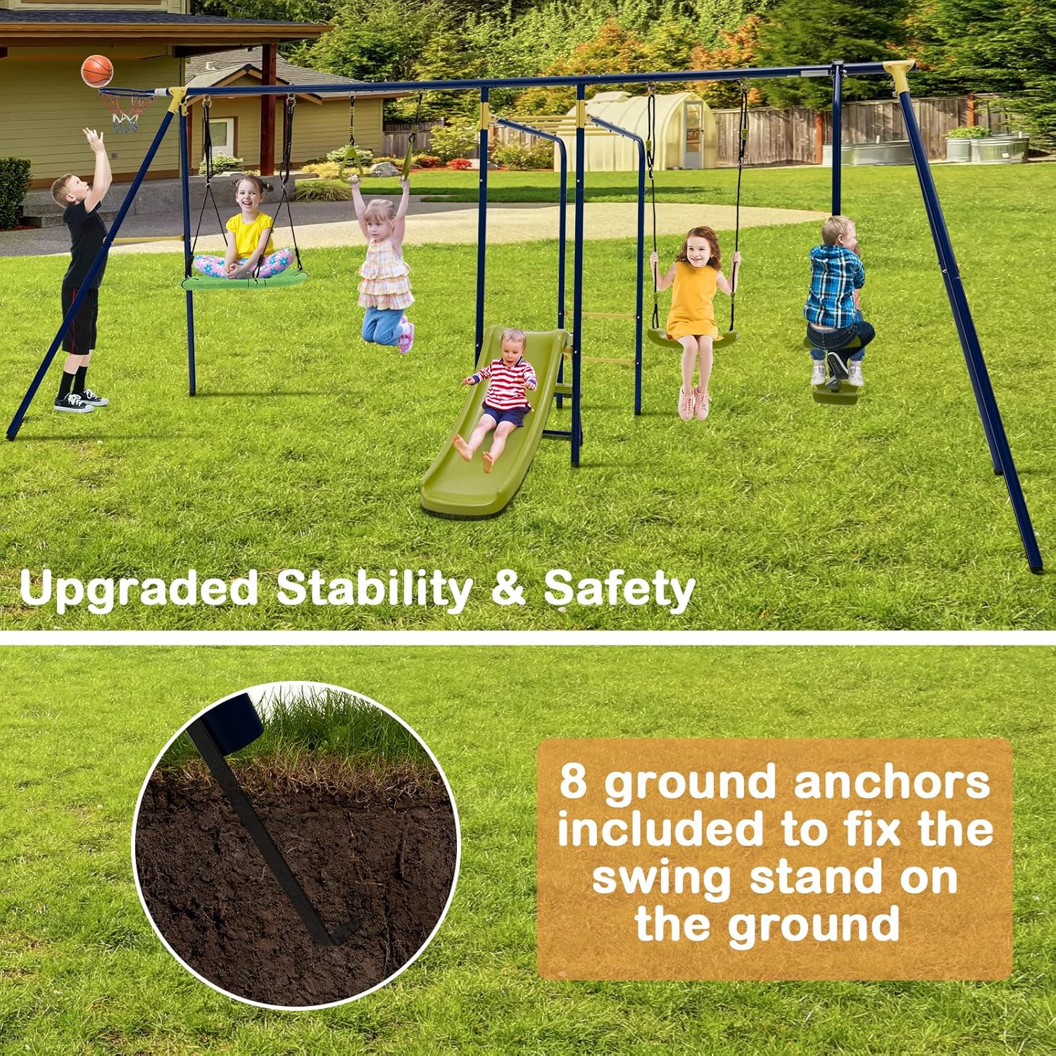 660lbs 7-in-1 Heavy Duty Kids  - Kids Outdoor Monkey Bar Set 评论和价格