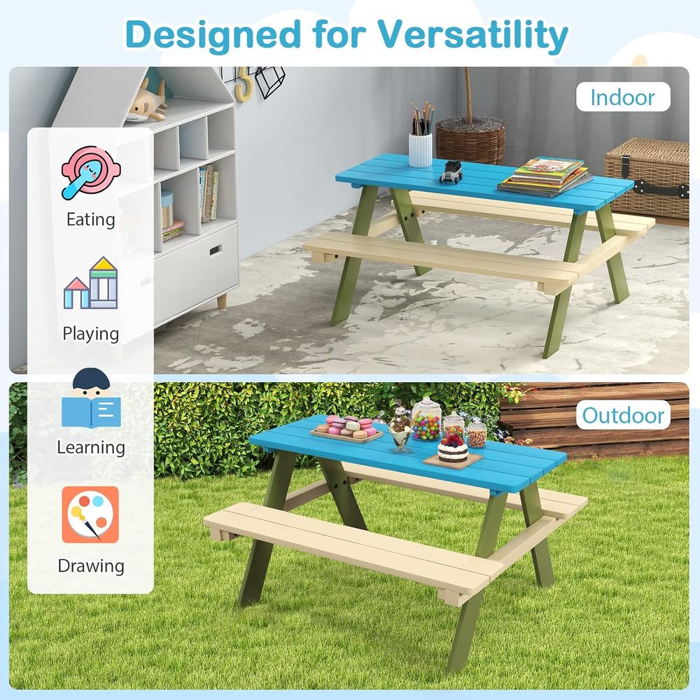 Acacia Wood Picnic Table and B - Kids Outdoor Picnic Table 评论和价格