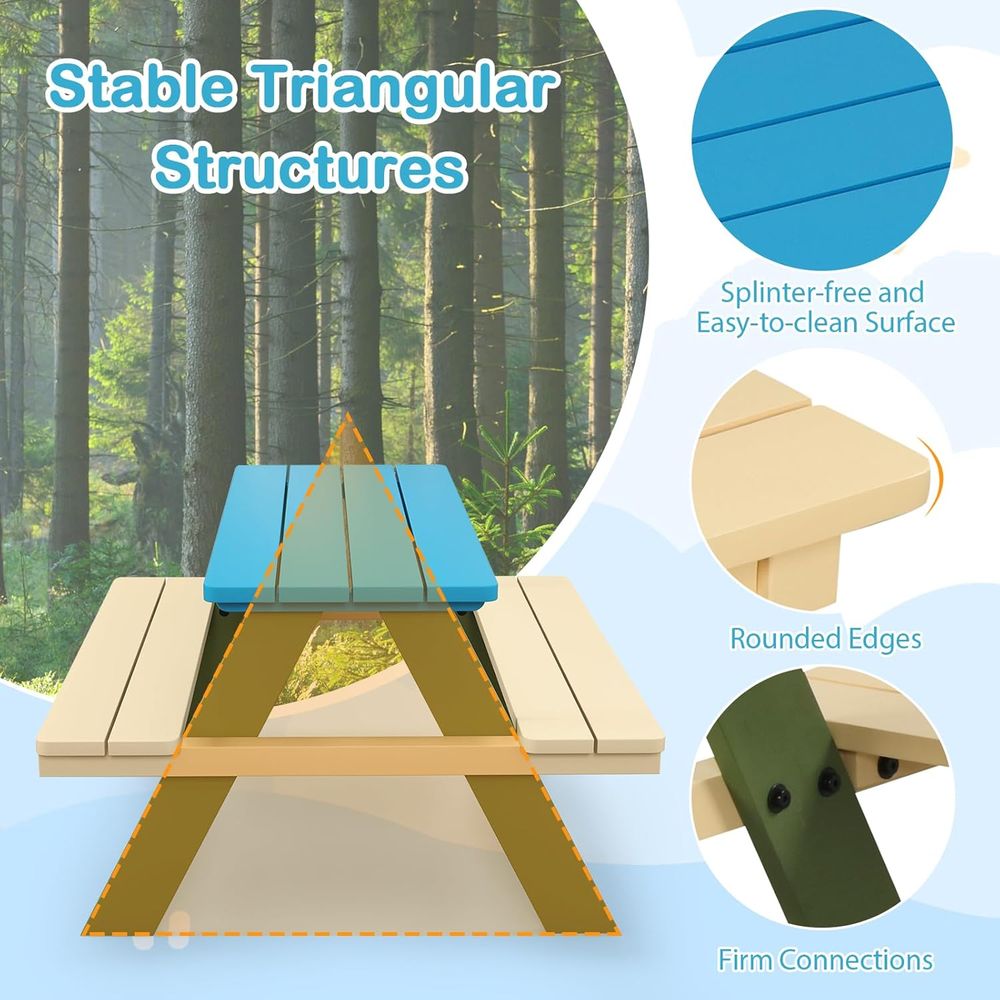 Acacia Wood Picnic Table and B - Kids Outdoor Picnic Table 评论和价格