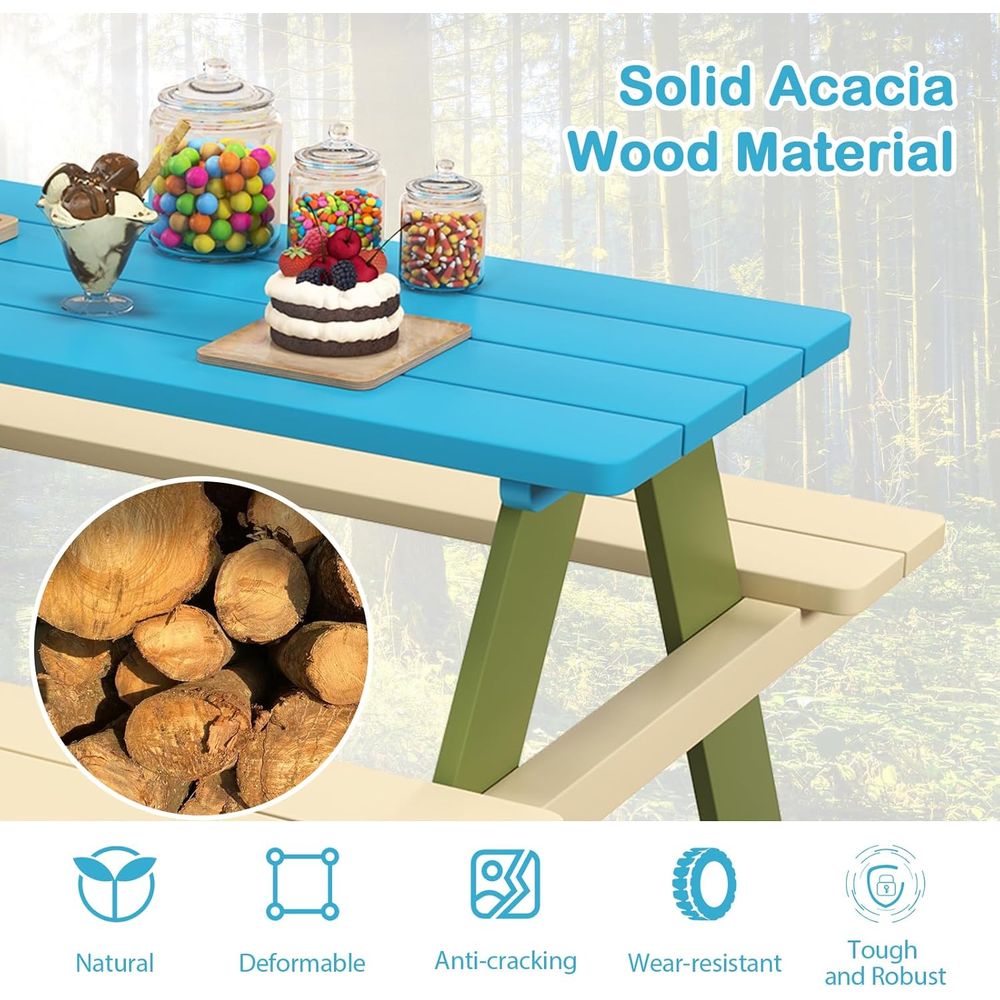 Acacia Wood Picnic Table and B - Kids Outdoor Picnic Table 评论和价格