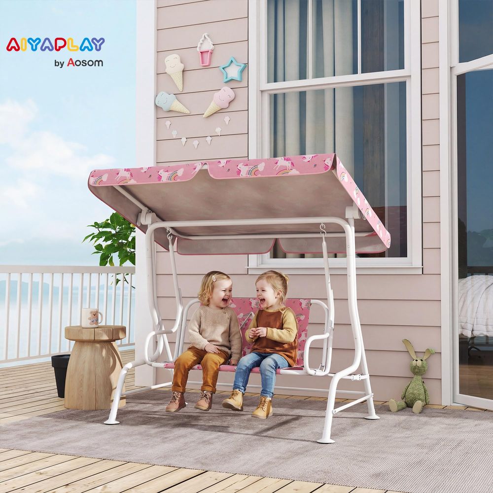 Kids Patio Swing, 2Seater Outd - Kids Unicorn Outdoor Chair 评论和价格