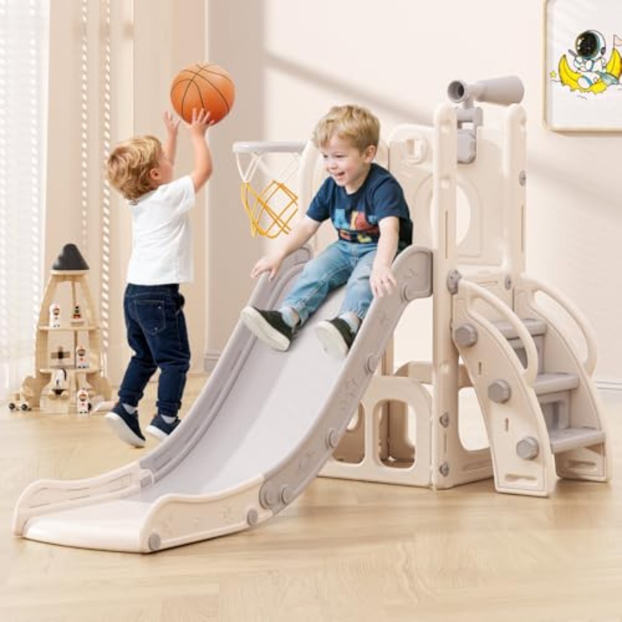 Toddler Slide, 6 in 1 Indoor S - Basketball Hoop Outdoor 评论和价格