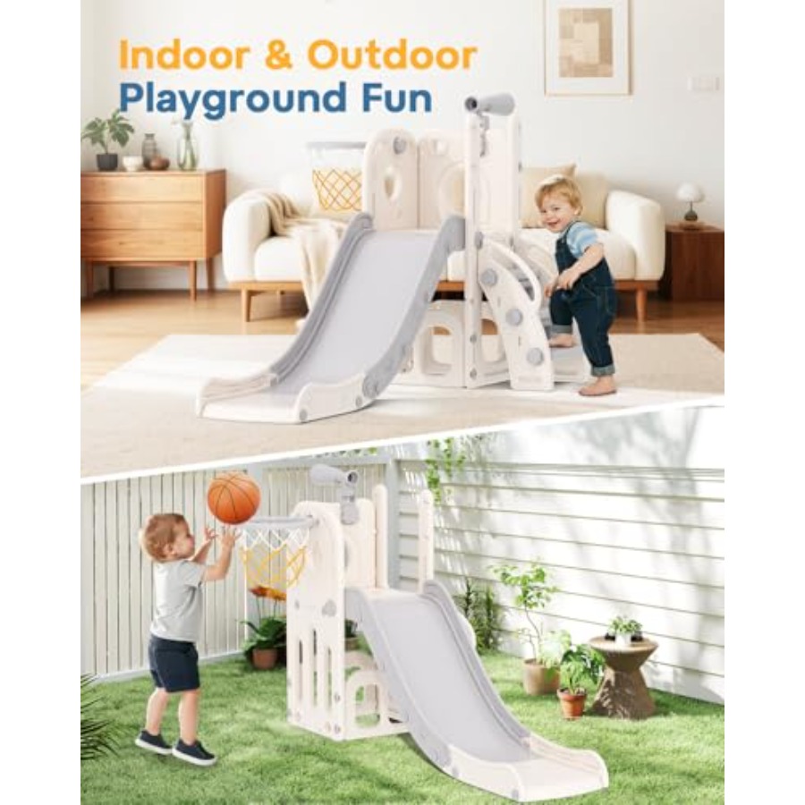 Toddler Slide, 6 in 1 Indoor S - Basketball Hoop Outdoor 评论和价格