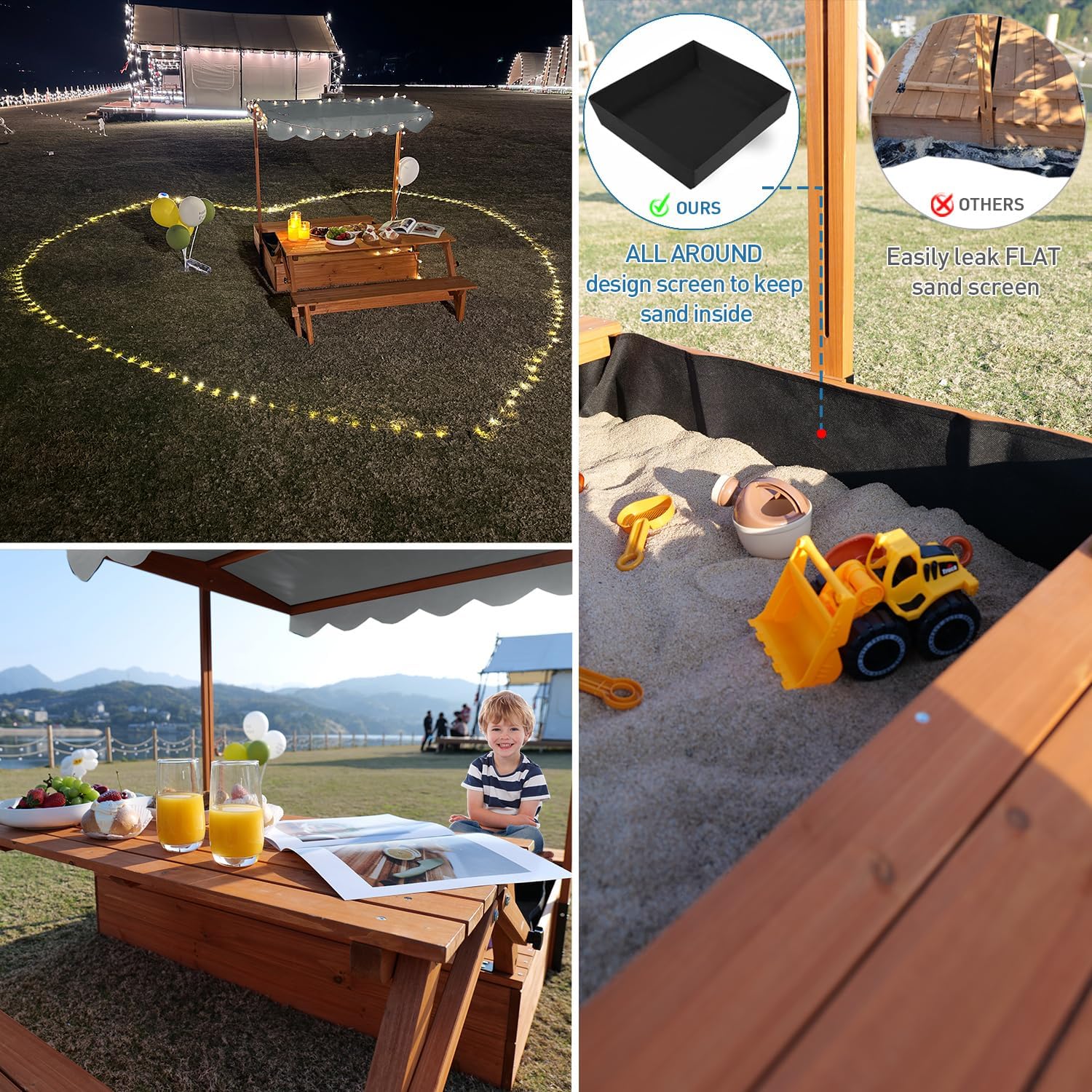 FunXplore Wooden Kids Sandbox  - Kids Outdoor Picnic Table 评论和价格