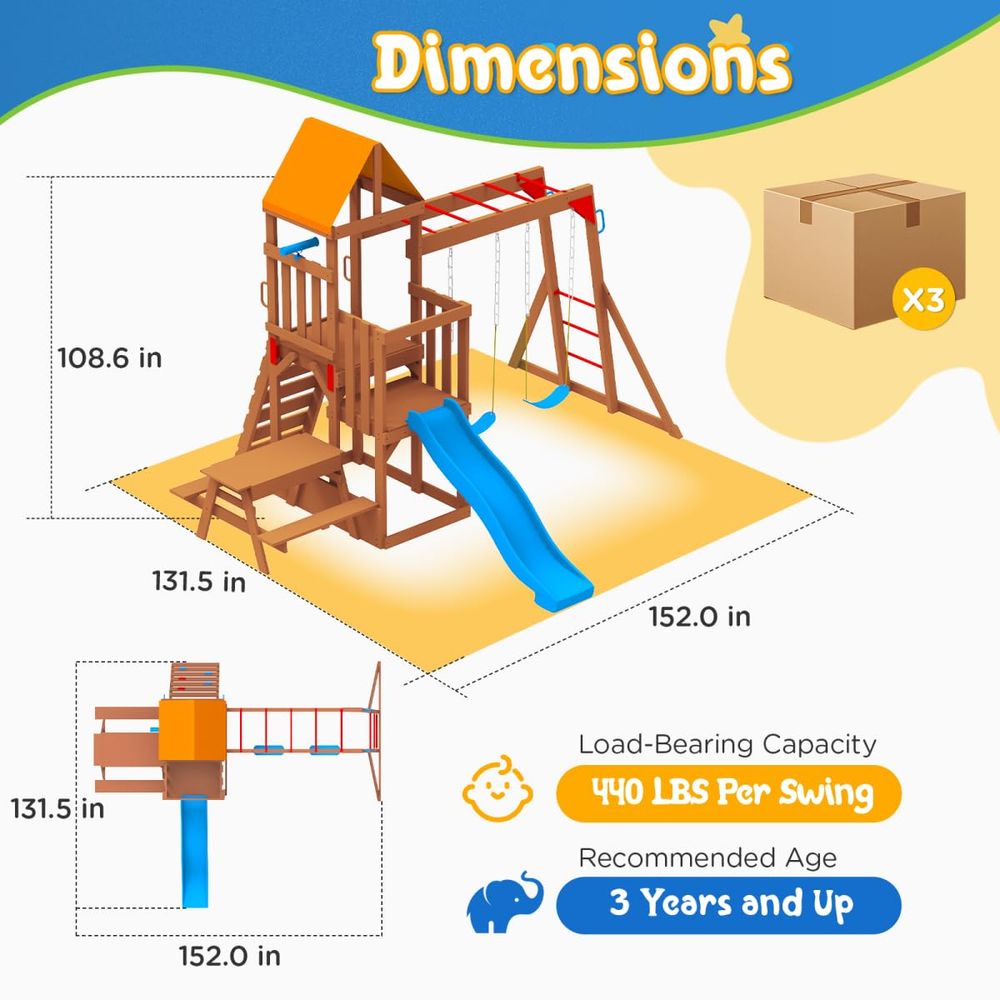 Playground Cedar Wooden Swing  - Kids Outdoor Monkey Bar Set 评论和价格