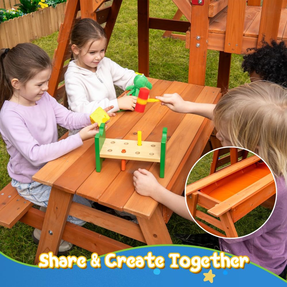 Playground Cedar Wooden Swing  - Kids Outdoor Monkey Bar Set 评论和价格